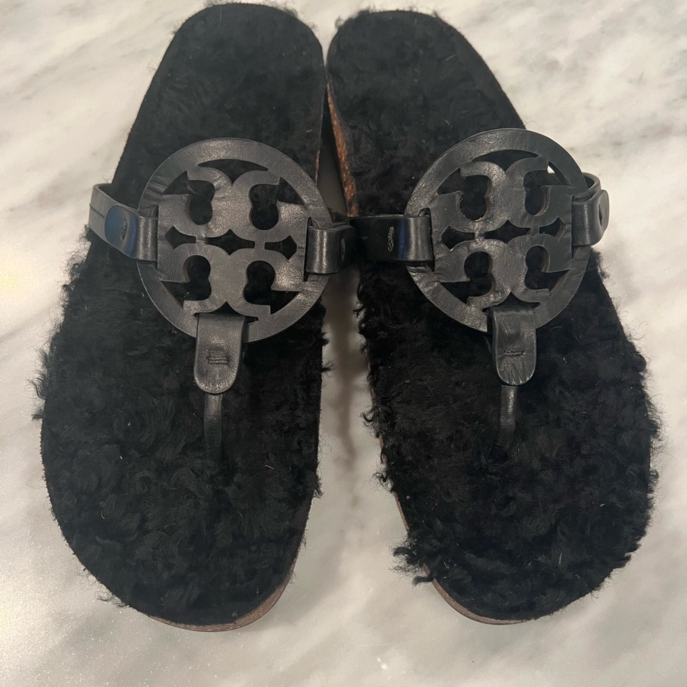 Tory Burch Miller Cloud Shearling Sandals